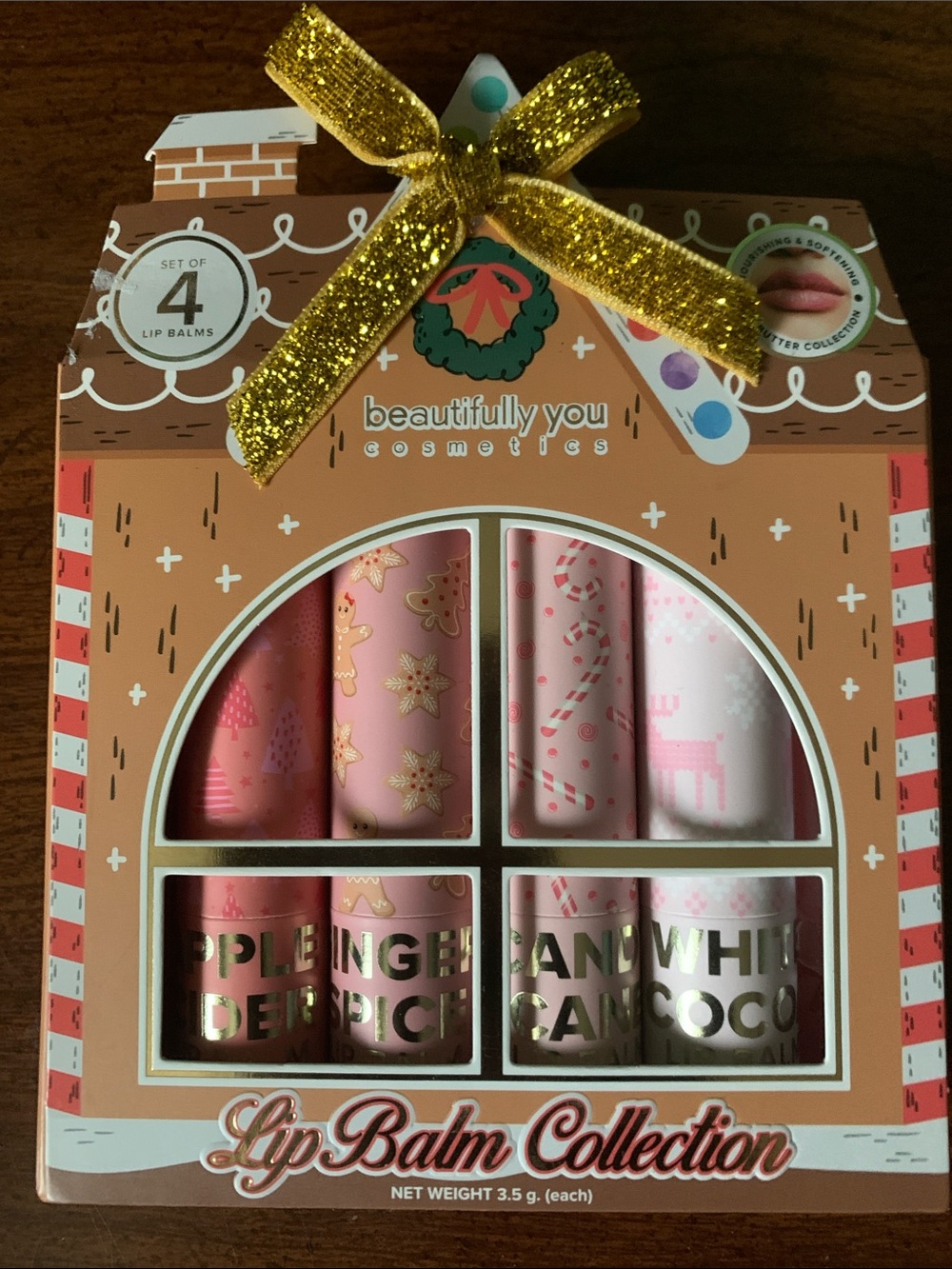 NWT beautifully you Cosmetics 4pc Festive Lip Balm Collection